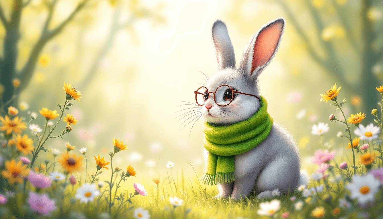 Illustration for A little bunny is finding new friends